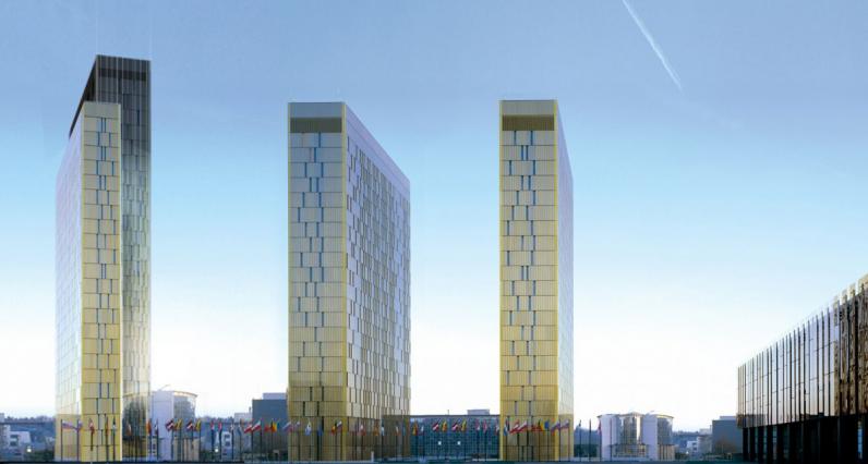 Les trois tours de la Cour de Justice de l'Union européenne au Kircheberg Luxembourg